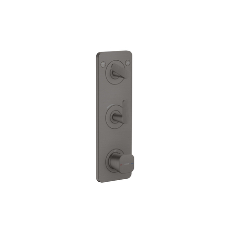 Hansgrohe Axor Citterio C afbouwdeel v. inbouw douchekraan thermostatisch m. plaat v. 2 functiesen cubic cutbrushed black chrome SW1152176