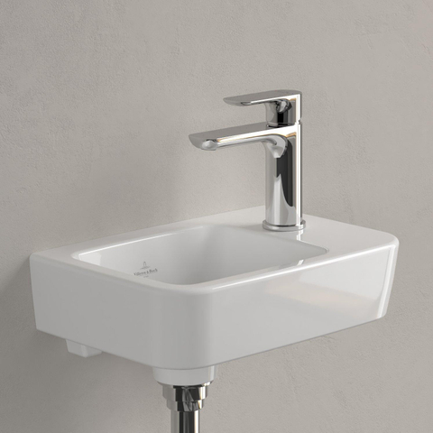 Villeroy & Boch O.novo fontein - 36x25cm - 1 kraangat rechts - zonder overloop CeramicPlus - White Alpine (glans wit) SW448507