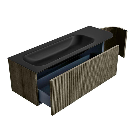 Mondiaz KURVE Ensemble meuble de salle de bains - 135x46x40cm - 1 tiroir - 1 porte - lavabo solid surface - gauche - 1 trou de robinet - Shadow SW1414265