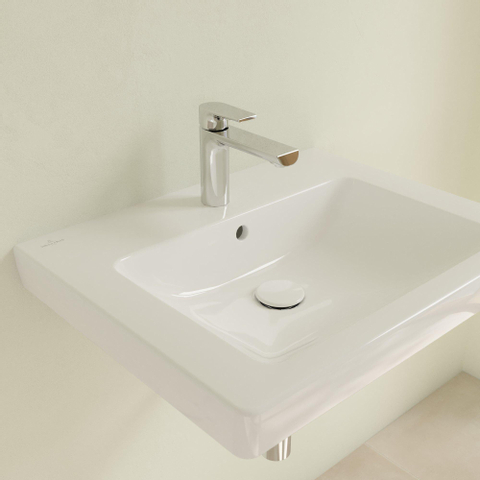 Villeroy & Boch Subway 2.0 wastafel onderzijde - geslepen - 60x47cm inclusief kraangat - met overloop - White Alpine (glans wit) 1024125