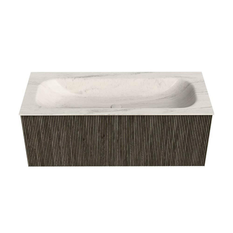 MONDIAZ KURVE-DLUX Meuble de salle de bains 110cm couleur Shadow avec 1 tiroir et 0 porte. Lavabo BIG MEDIUM Central sans trou de robinet Meli. SW1431799