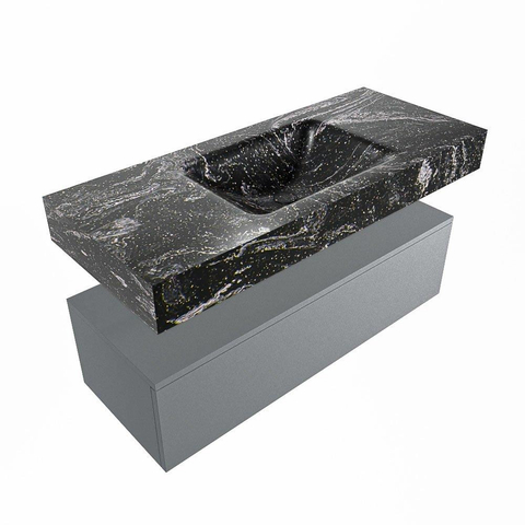 MONDIAZ ALAN - DLUX Ensemble meuble de salle de bains - 110cm - meuble bas - Plata - 1 tiroir - lavabo suspendu - cuve au centre - 0 trous de robinet - Lava SW808448