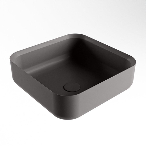 Mondiaz Binx Waskom - 36x36x13cm - vierkant - opbouw - Solid surface - Darkgrey/Darkgrey SW643514