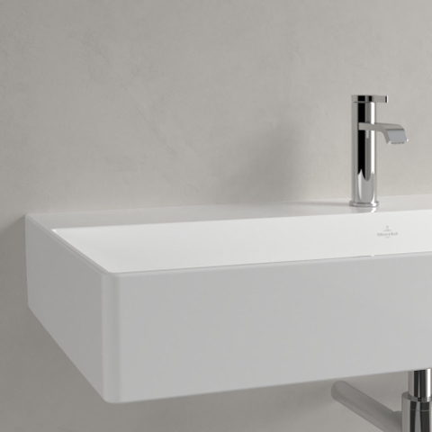 Villeroy & Boch memento 2.0 wastafel - voor handdoekhouders - 100x47cm - zonder overloop - 1 kraangat CeramicPlus - White Alpine (glans wit) SW358460