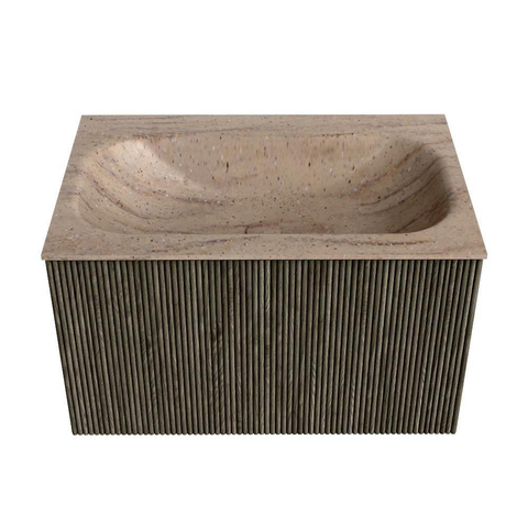 MONDIAZ KURVE-DLUX meuble de salle de bains 70 cm couleur Shadow avec 1 tiroir et 0 porte. Vasque BIG SMALL centrale sans trou de robinet Saba. SW1433408