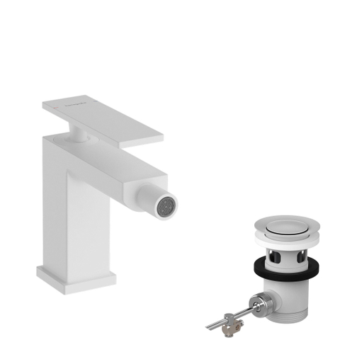 Hansgrohe Tecturis Bidetkraan - eengreeps - met trekwaste - mat wit SW918725