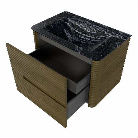 Mondiaz CIRO-DLUX Badkamermeubelset - 70x45x50cm - Solid surface wastafel Lava - 1 wasbak Midden - 1 kraangat - 2 lades - Dusk SW1533814