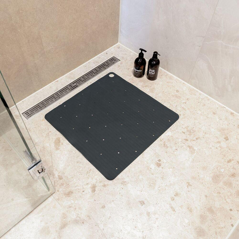 Sealskin Ribb Douchemat - 55x55cm - Antislip - inclusief - zwarte haak - Antraciet SW1421063