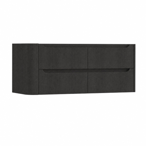 H&R Badmeubelen Juice Wastafelonderkast - 120x45x50cm - linkerhoek afgerond - 4 lades - geïntegreerde greep - basalt SW1571966