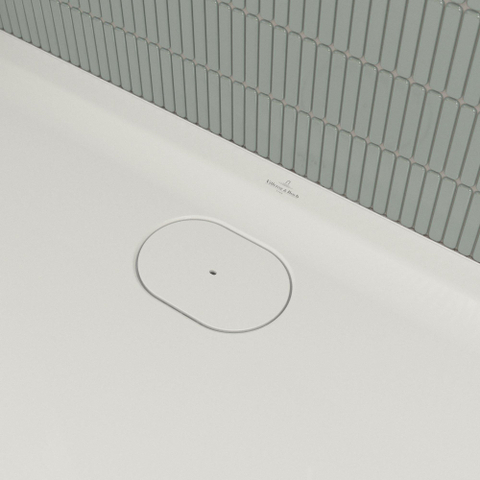Villeroy & Boch Ecora douchebak - 120x80x3.5cm - afvoer lange zijde - white alpine (wit) SW1559014