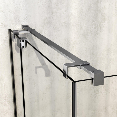 BRAUER Stellar Cabine de douche - 100x100x200cm - porte battante - revêtement verre - réversible - verre clair - Inox brossé PVD SW1418322
