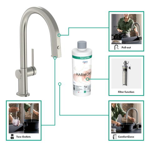 Hansgrohe Aqittura M91 Filter systeem - 210 uittrekbare uitloop - 1jet - rvs look SW918635