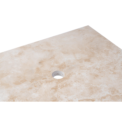 Saniclass Travertine plan sous vasque - 60x46cm - 1 trou de robinet - 1 découpe pour le siphon - pierre naturelle marbrée SW1242426