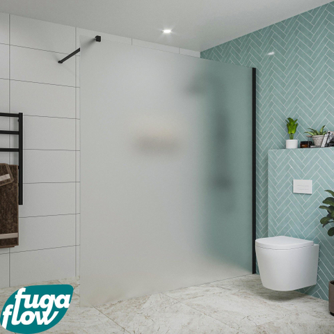 FugaFlow Eccelente Vetro inloopdouche badkamer - 180x200cm - mat glas - wandarm - mat zwart SW1124463