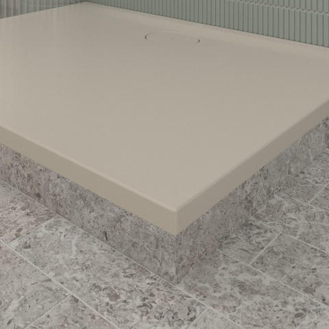 Villeroy & Boch Ecora douchebak - 120x90x3.5cm - afvoer lange zijde - almond (beige) SW1558903