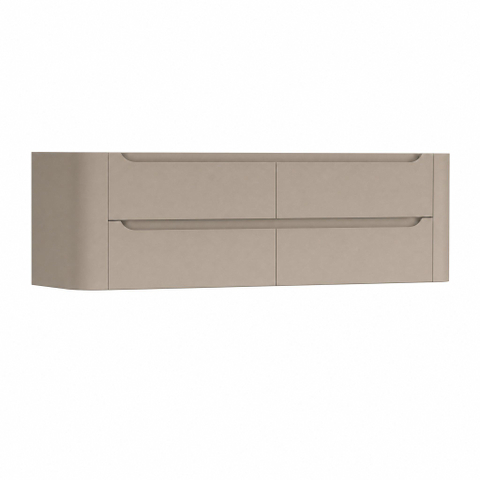 H&R Badmeubelen Juice Meuble sous lavabo - 140x45x50cm - coins arrondis - 4 tiroirs - poignée intégrée - Olive SW1490095