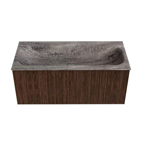 MONDIAZ KURVE-DLUX 100cm badmeubel kleur Walnut met 1 lade en 0 deuren. Wastafel BIG MEDIUM Midden 1 kraangat Oza. SW1432731