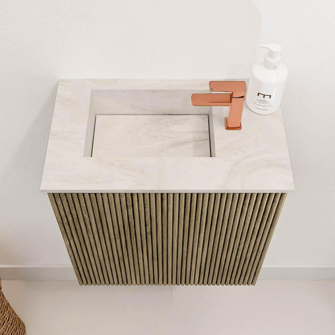Mondiaz JOYA-DLUX 40cm toiletmeubel - kleur Dusk - Wastafel FAYE positie Links 1 kraangat kleur Ostra. SW1426224