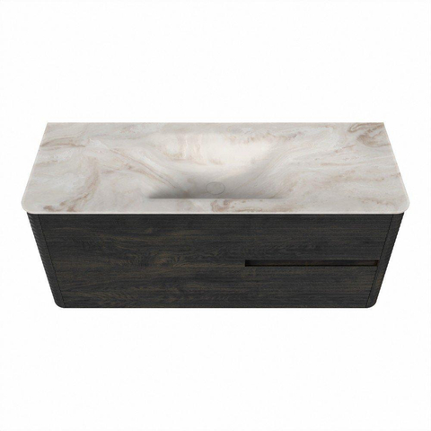 Mondiaz CIRO-DLUX Badkamermeubelset - 120x45x50cm - Solid surface wastafel Frappe - 1 wasbak Midden - zonder kraangaten - 2 lades - Shadow SW1532006