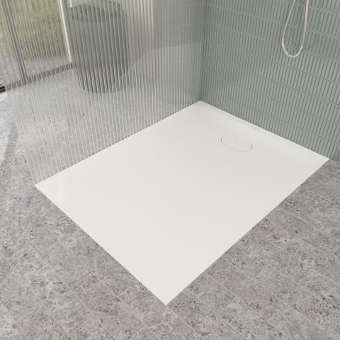 Villeroy & Boch Ecora douchebak - 120x90x3.5cm - afvoer korte zijde - stone white (wit) SW1558892
