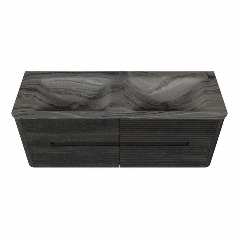 Mondiaz CIRO-DLUX Ensemble de meubles de salle de bains - 130x45x50cm - Plan vasque solid surface Sombra - 2 vasques Double - 2 trous de robinet - 4 tiroirs - Shadow SW1532758
