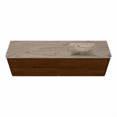Mondiaz CIRO-DLUX Badkamermeubelset - 180x45x50cm - Solid surface wastafel Arena - 1 wasbak Rechts - zonder kraangaten - 4 lades - Ruby SW1531726