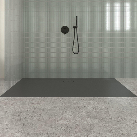 Villeroy & Boch Ecora douchebak - 180x80x3.5cm - afvoer lange zijde - anthracite (antraciet) SW1558915