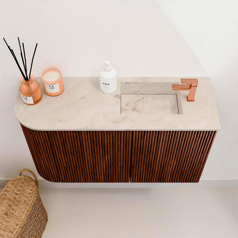 Mondiaz JOYA-DLUX 71.6cm toiletmeubel - ronding links kleur Ruby - Wastafel FAYE positie Rechts 1 kraangat kleur Frappe. SW1423555