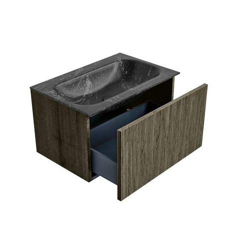 Mondiaz KURVE-DLUX Badkamermeubelset - 70x46x40cm - 1 lade - wastafel solid surface - midden - 1 kraangat - Shadow SW1414636
