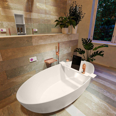MONDIAZ FLOAT Baignoire îlot - 170x80cm - Lin SW491511