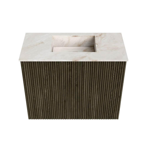 Mondiaz JOYA-DLUX 50cm meuble de toilette - couleur Shadow - Vasque FAYE position Milieu Sans trou de robinet couleur Frappe. SW1422665