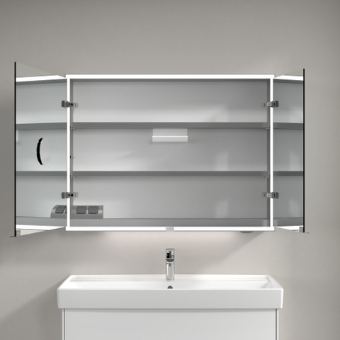 Villeroy & Boch My View Now My view spiegelkast - 100x75cm - 2 deuren - 3 contactdoos LED - zilver SW641573