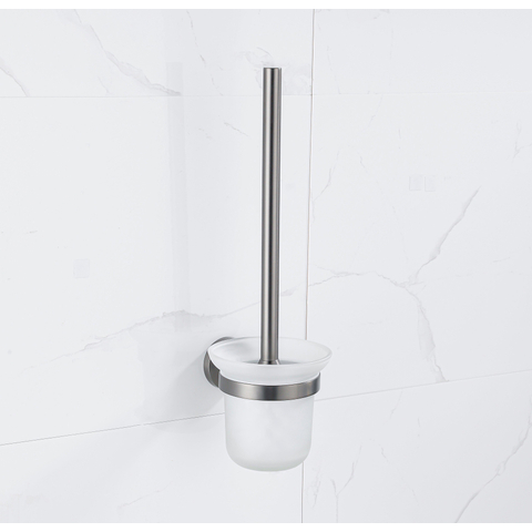 Fortifura Calvi toiletborstelhouder rond - PVD - geborsteld gunmetal (antraciet) SW721173