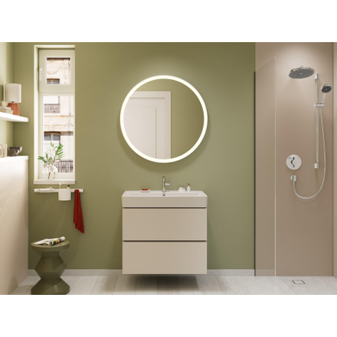 Hansgrohe Xarita Lite S miroir – rond Ø 90 cm – Éclairage LED – chauffage de miroir, à intensité variable – Blanc mat SW1165139