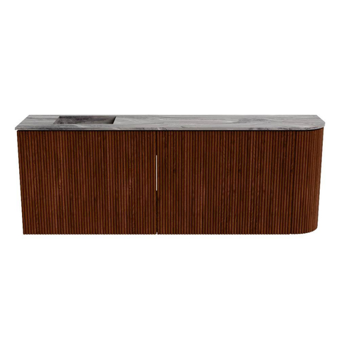 Mondiaz JOYA-DLUX 111.6cm toiletmeubel - ronding rechts kleur Ruby - Wastafel FAYE positie Links Zonder kraangat kleur Sombra. SW1425702