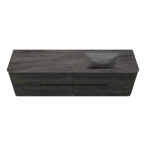 Mondiaz CIRO-DLUX Ensemble de meubles de salle de bains - 170x45x50cm - plan vasque Solid surface Oza - 1 vasque à droite - sans trous de robinetterie - 4 tiroirs - Shadow SW1532661