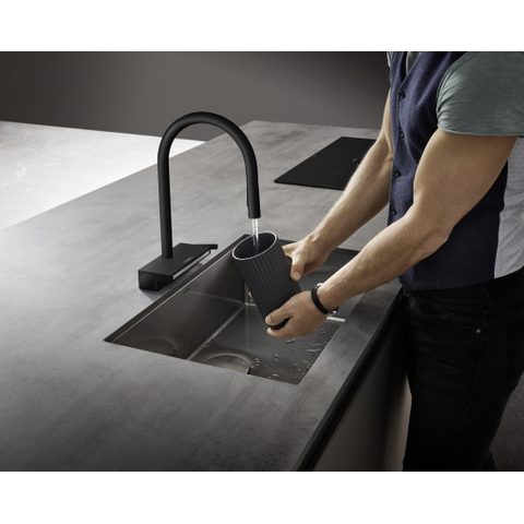 Hansgrohe Aquno select m81 1 greeps keukenkraan - 170 uittrekbare vuistdouche - 3jet - sbox - mat zwart SW971319