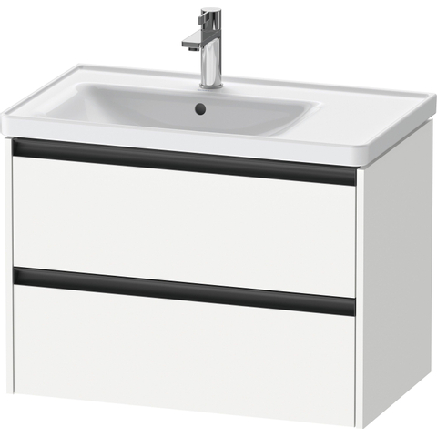 Duravit Ketho.2 Wastafelonderbouwkast - met 2 laden - voor waskom links - 78.4x45.5x54.9cm - met grepen antraciet - wit mat SW772904