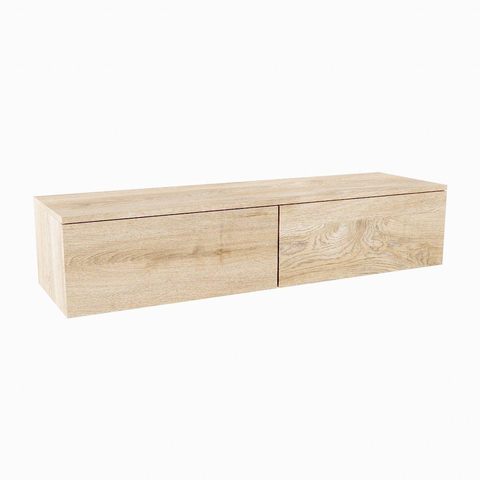 MONDIAZ ALAN MODULE Wastafelonderkast - 140x45x30cm - 2 lades - push to open - Melamine - Washed oak mat SW543429