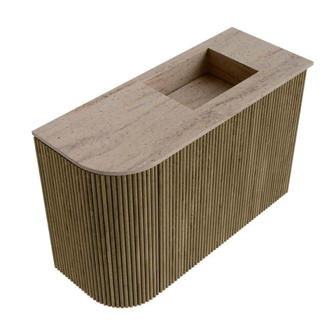 Mondiaz JOYA-DLUX Meuble de salle de bains - 61,6cm - arrondi gauche couleur Dusk - Vasque FAYE position Droite Sans trou de robinet couleur Saba SW1426076