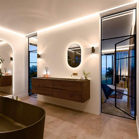 Mondiaz CIRO-DLUX Ensemble de meubles de salle de bains - 190x45x50cm - Lavabo solid surface Lava - 1 vasque à droite - sans trous de robinet - 4 tiroirs - Dusk SW1533072