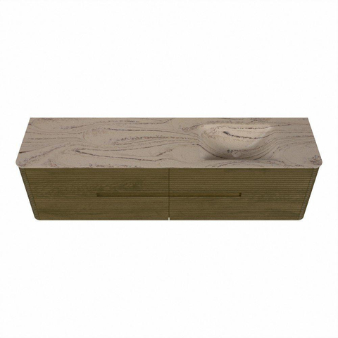 Mondiaz CIRO-DLUX Badkamermeubelset - 180x45x50cm - Solid surface wastafel Arena - 1 wasbak Rechts - zonder kraangaten - 4 lades - Dusk SW1533135