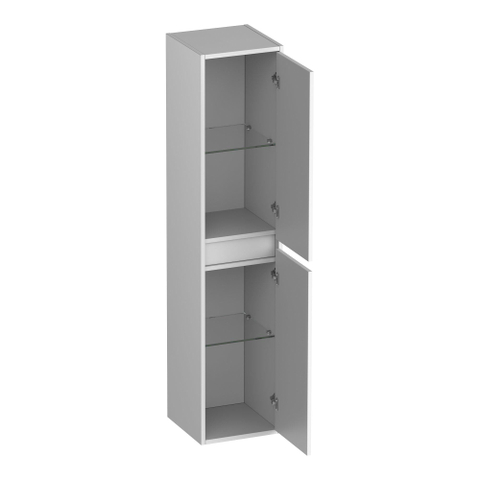 BRAUER Adore Wavy armoire haute - 160x35x35cm - 2 portes - ouvrant à gauche ou à droite - sans poignée - blanc mat SW1198520