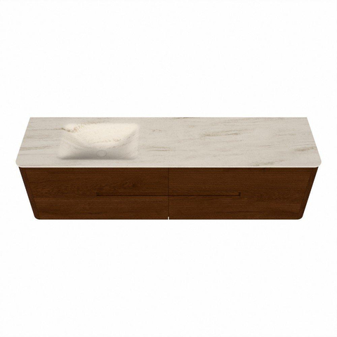 Mondiaz CIRO-DLUX Badkamermeubelset - 180x45x50cm - Solid surface wastafel Meli - 1 wasbak Links - zonder kraangaten - 4 lades - Ruby SW1531794