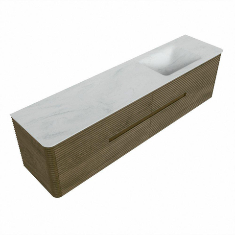 Mondiaz CIRO-DLUX Ensemble de meubles de salle de bains - 190x45x50cm - Lavabo en solid surface Opalo - 1 vasque à droite - 1 trou de robinet - 4 tiroirs - Dusk SW1532924