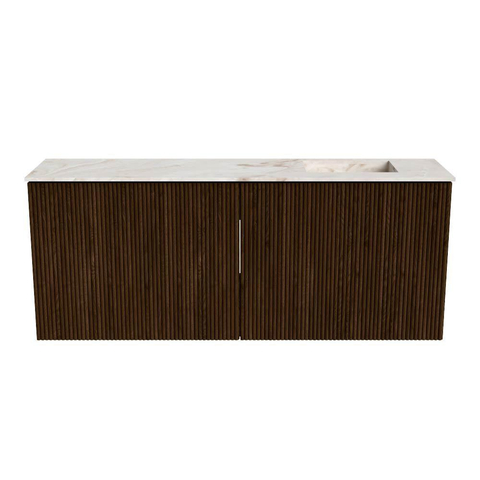 Mondiaz JOYA-DLUX 100cm toiletmeubel - kleur Walnut - Wastafel FAYE positie Rechts 1 kraangat kleur Frappe. SW1422286