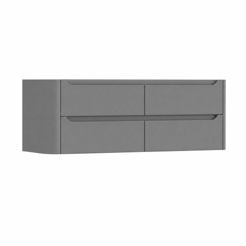 H&R Badmeubelen Juice Wastafelonderkast - 140x45x50cm - linkerhoek afgerond - 4 lades - geïntegreerde greep - stone grey mat SW1490599