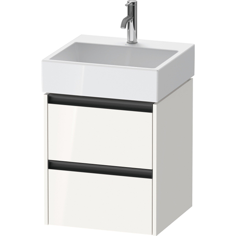 Duravit Ketho.2 Wastafelonderbouwkast - met 2 laden - 48.4x46x54.9cm - met grepen antraciet - hoogglans wit SW772038
