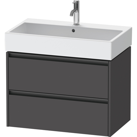 Duravit Ketho.2 Wastafelonderbouwkast - met 2 laden - 78.4x46x54.9cm - met grepen antraciet - grafiet mat SW773003