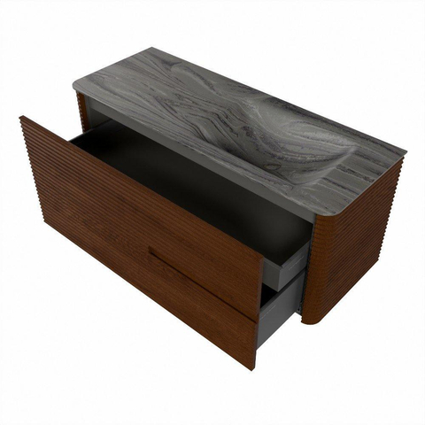Mondiaz CIRO-DLUX Badkamermeubelset - 120x45x50cm - Solid surface wastafel Sombra - 1 wasbak Rechts - 1 kraangat - 2 lades - Ruby SW1531940